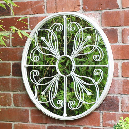 Round Metal Vintage Cream Mirror 60cm x 60cm