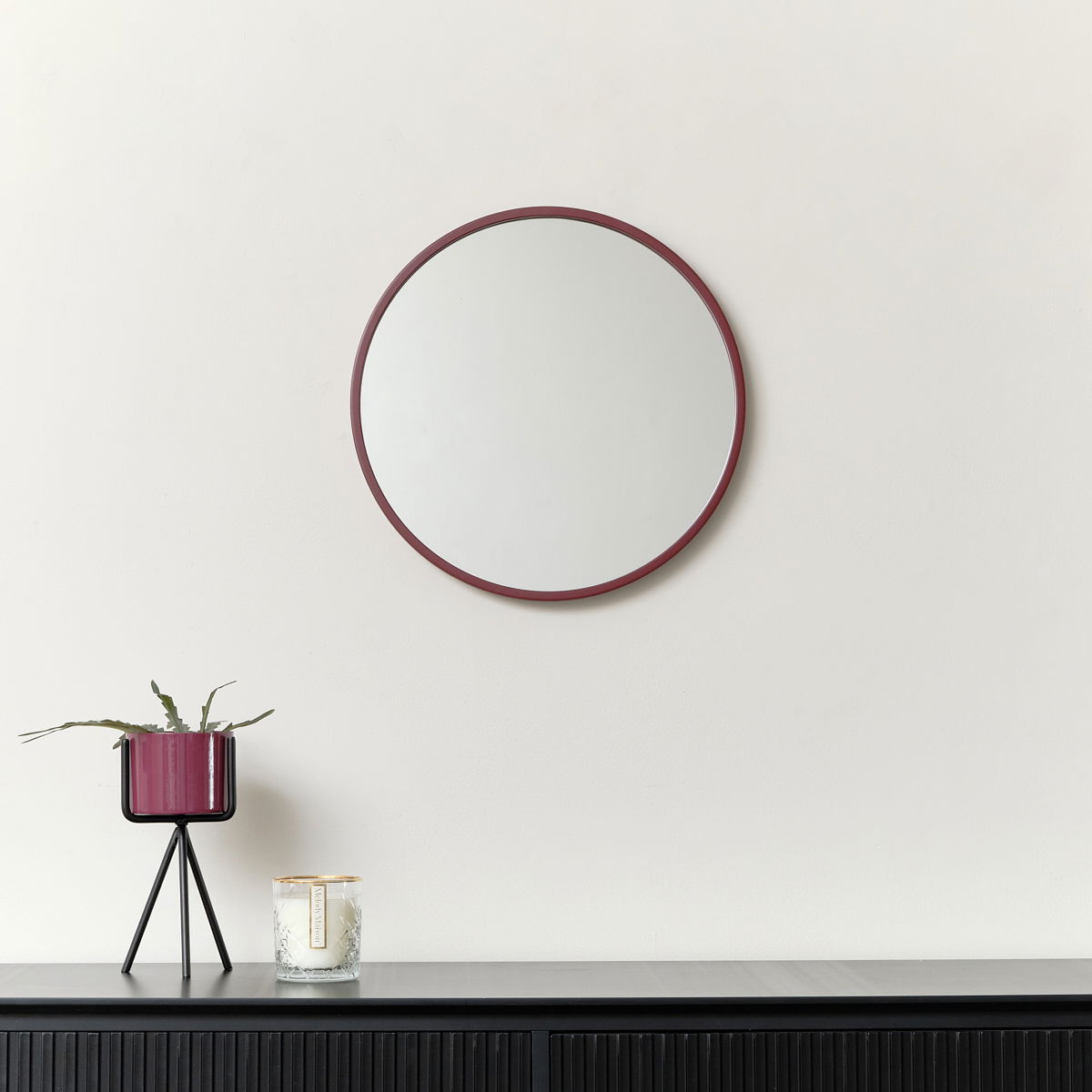 Round Plum Red Wall Mirror 40cm x 40cm