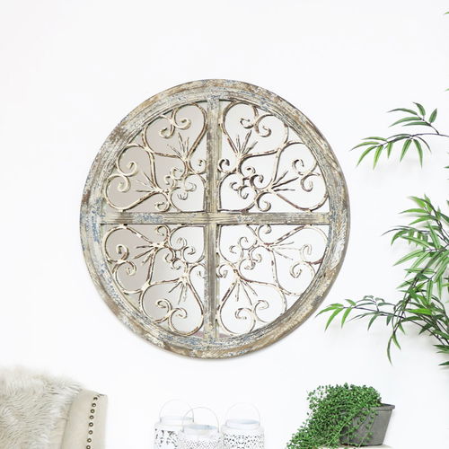 Round Rustic Ornate Mirror 72cm x 72cm