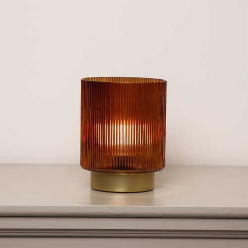 Rust Orange Ribbed Glass Ambient Table Lamp