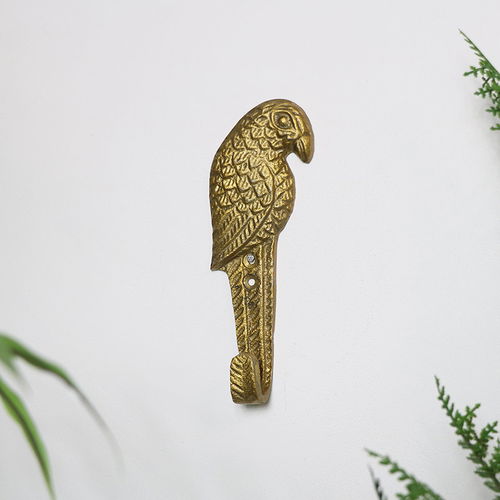 Rustic Gold Parrot Wall Hook 16cm x 6cm