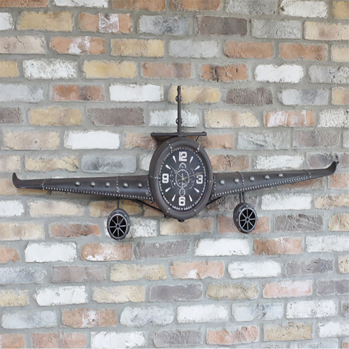 Rustic Grey Aeroplane Wall Clock