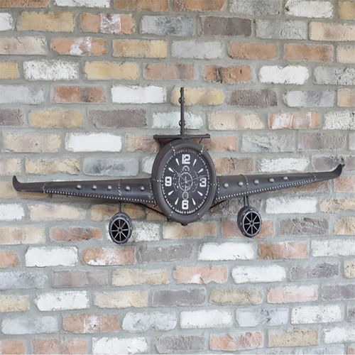 Rustic Grey Aeroplane Wall Clock