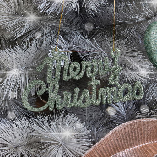 Sage Green Glitter Merry Christmas Sign