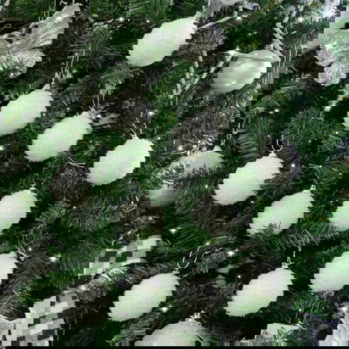 Set of 10 White Snowy Snowball Baubles