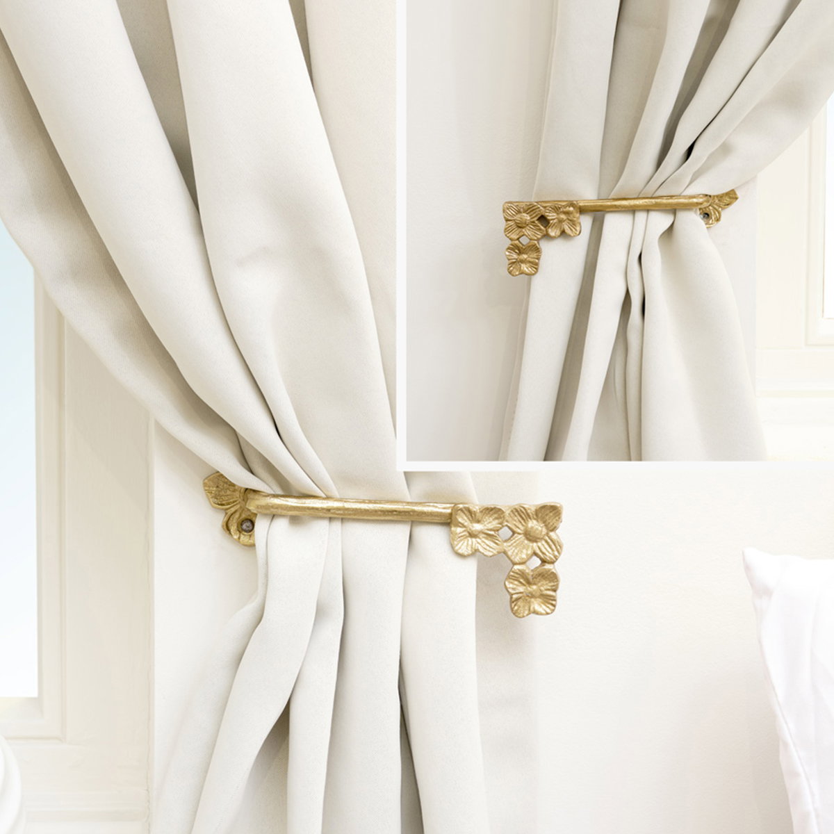 2x Large Curtain Tie Backs - Modern Style, High Quality Electroplated Finish (Pack Of 2)