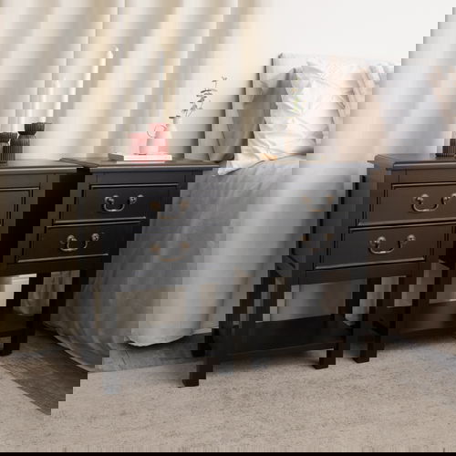 Set Of 2 Black 2 Drawer Bedside Tables with Shelf - Briggs Range