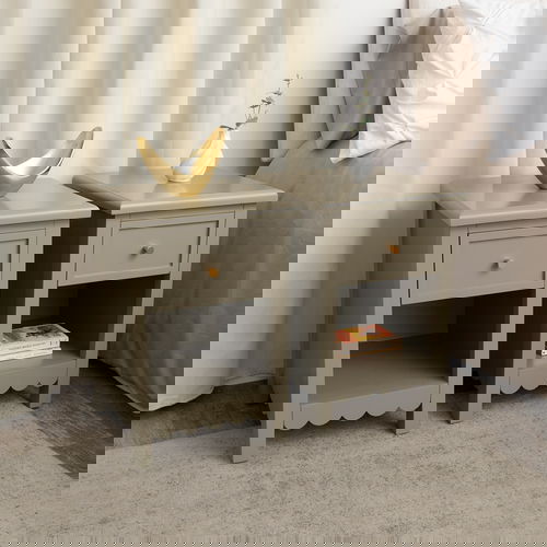 Set Of 2 One Drawer Scalloped Bedside Tables - Staunton Taupe Range