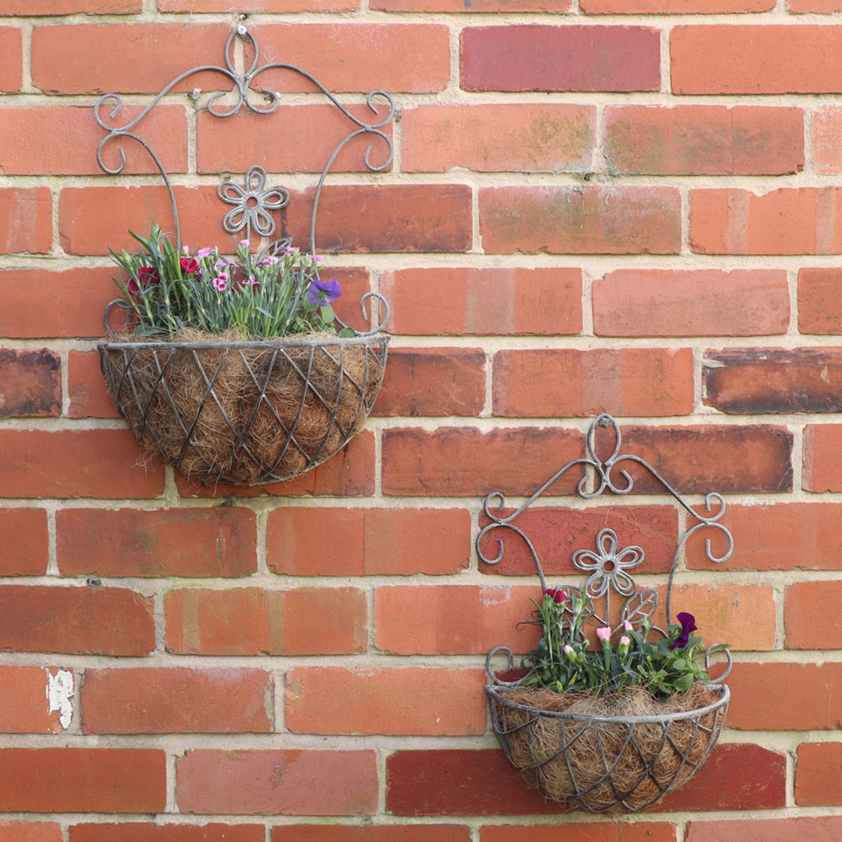 Set of 2 Ornate Antique Grey Wall Planters