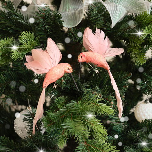 Set of 2 Pink Glitter Hummingbird Clips - 16cm