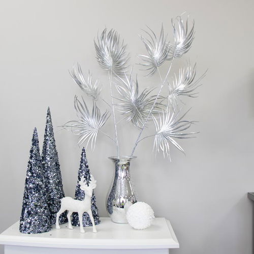 Set Of 2 Silver Palm Stems - 80cm