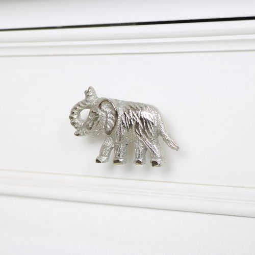 Silver Elephant Drawer Knob 