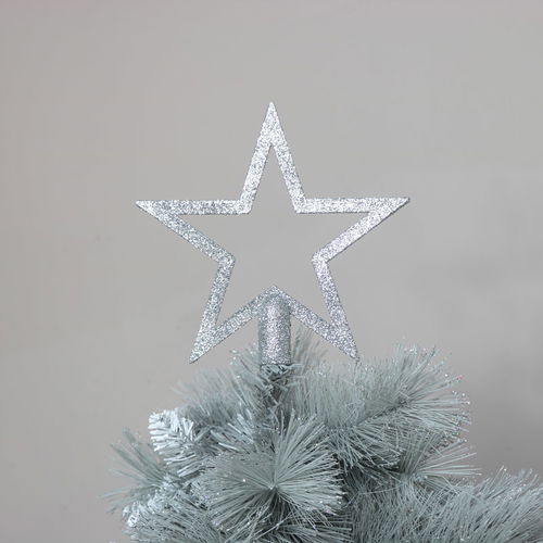 Silver Glitter Christmas Star Tree Topper - 20cm