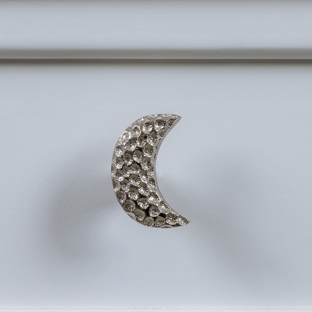 Silver Hammered Crescent Moon Drawer Knob