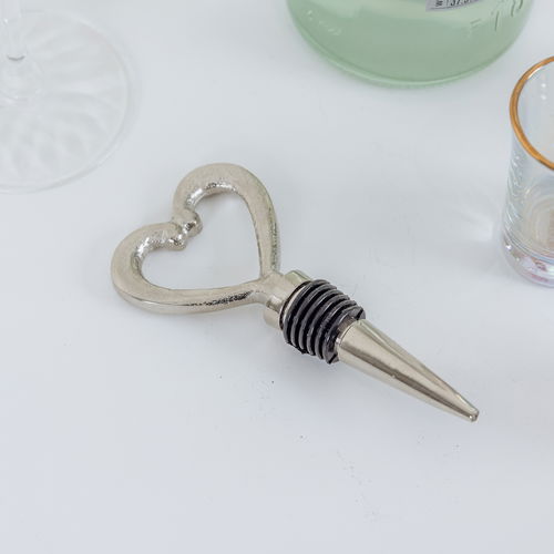 Silver Heart Shaped Bottle Stopper