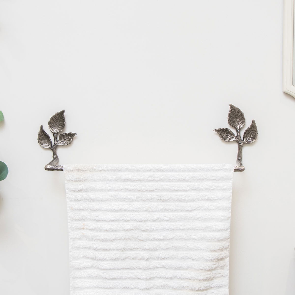 Silver Leaf Textured Towel Rail 62cm