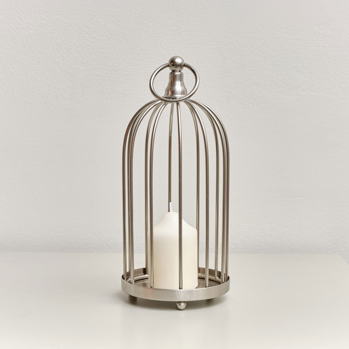 Silver Metal Birdcage Candle Holder - 24cm