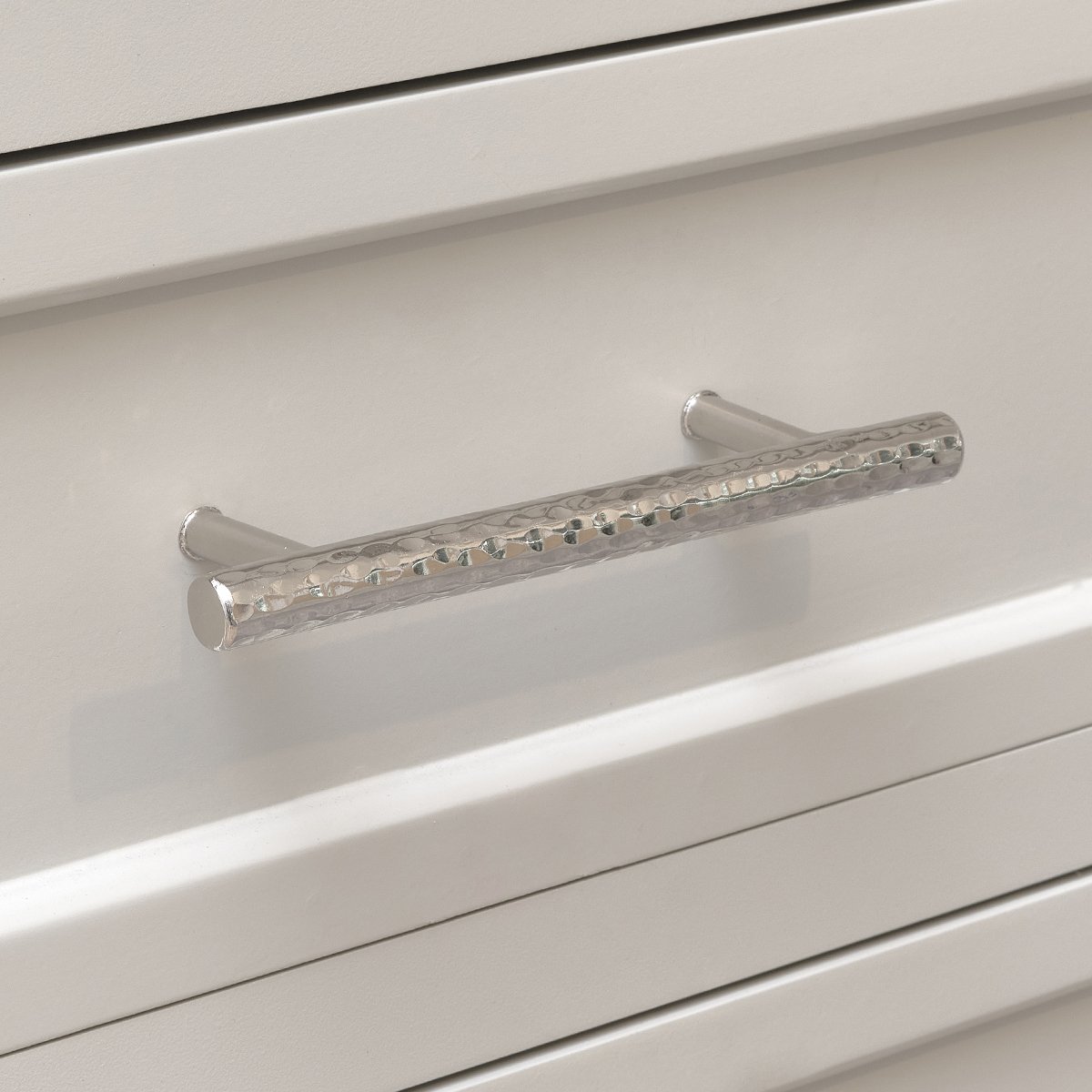 Silver Metal Hammered Bar Pull Drawer Handle 