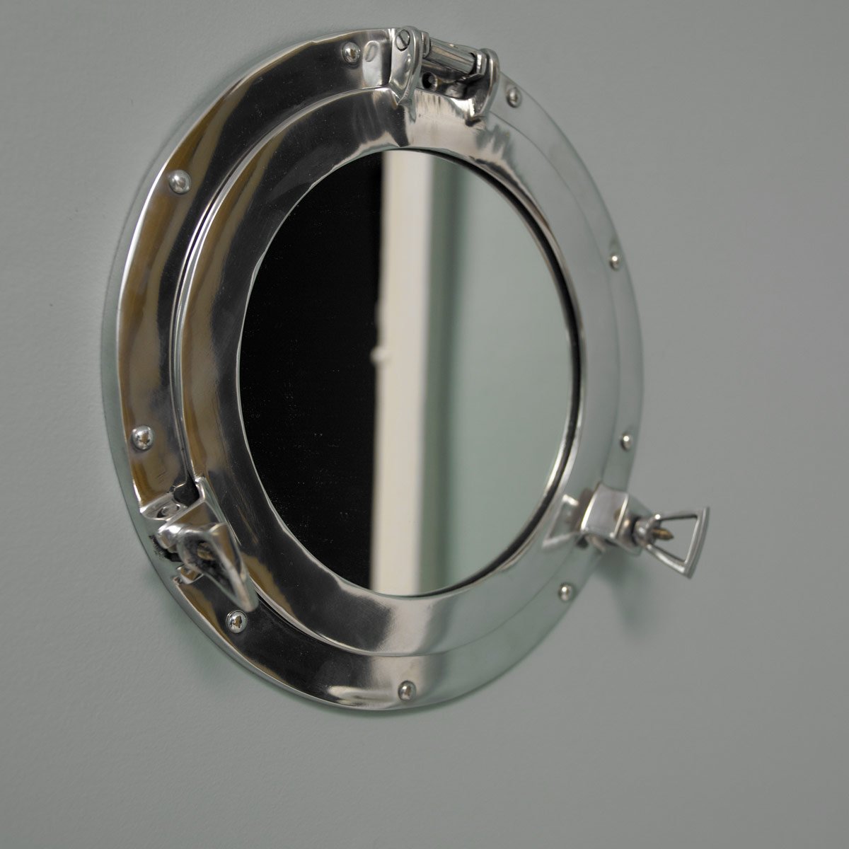 Silver Metal Porthole Mirror 28cm x 28cm
