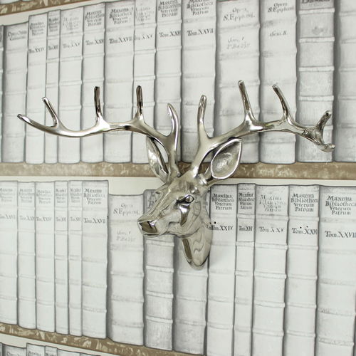 Silver Metal Stags Head 38cm x 25cm