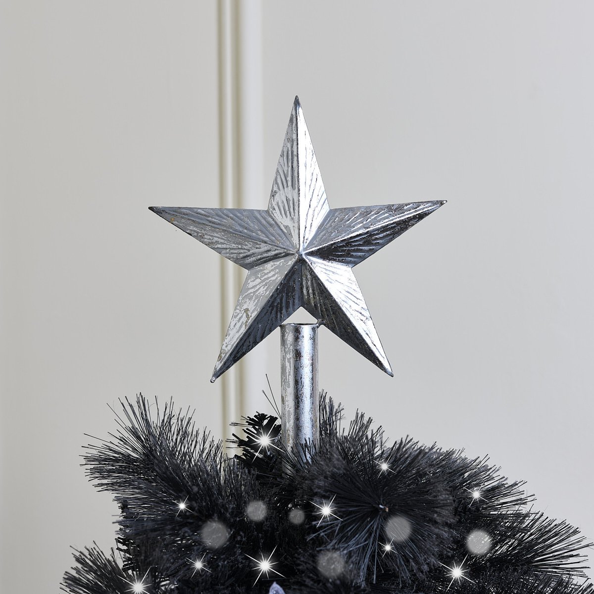 Silver Metal Star Tree Topper - 27cm