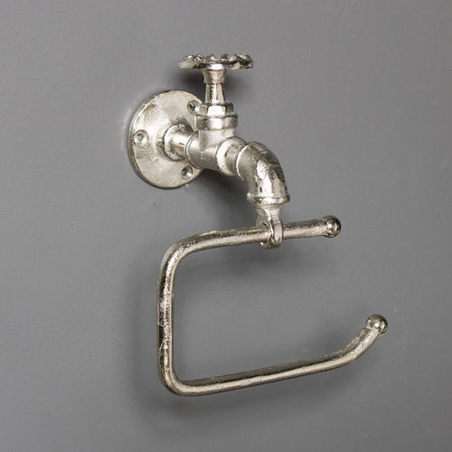 Silver Metal Tap Toilet Roll Holder - 19cm x 21cm 