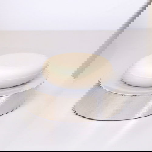 Silver Textured Metal Round Soap Dish