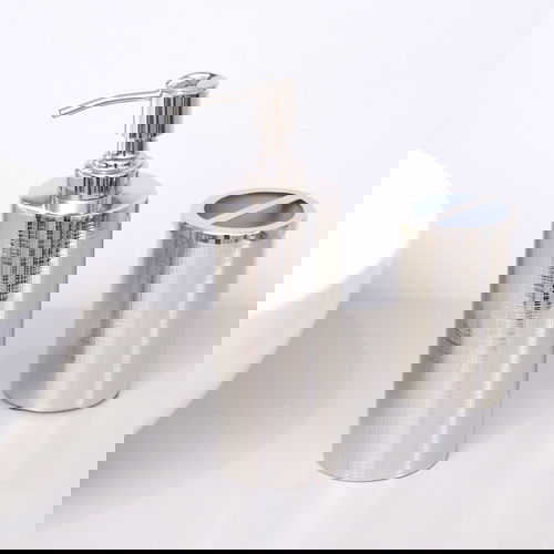 Silver Textured Metal Soap Dispenser