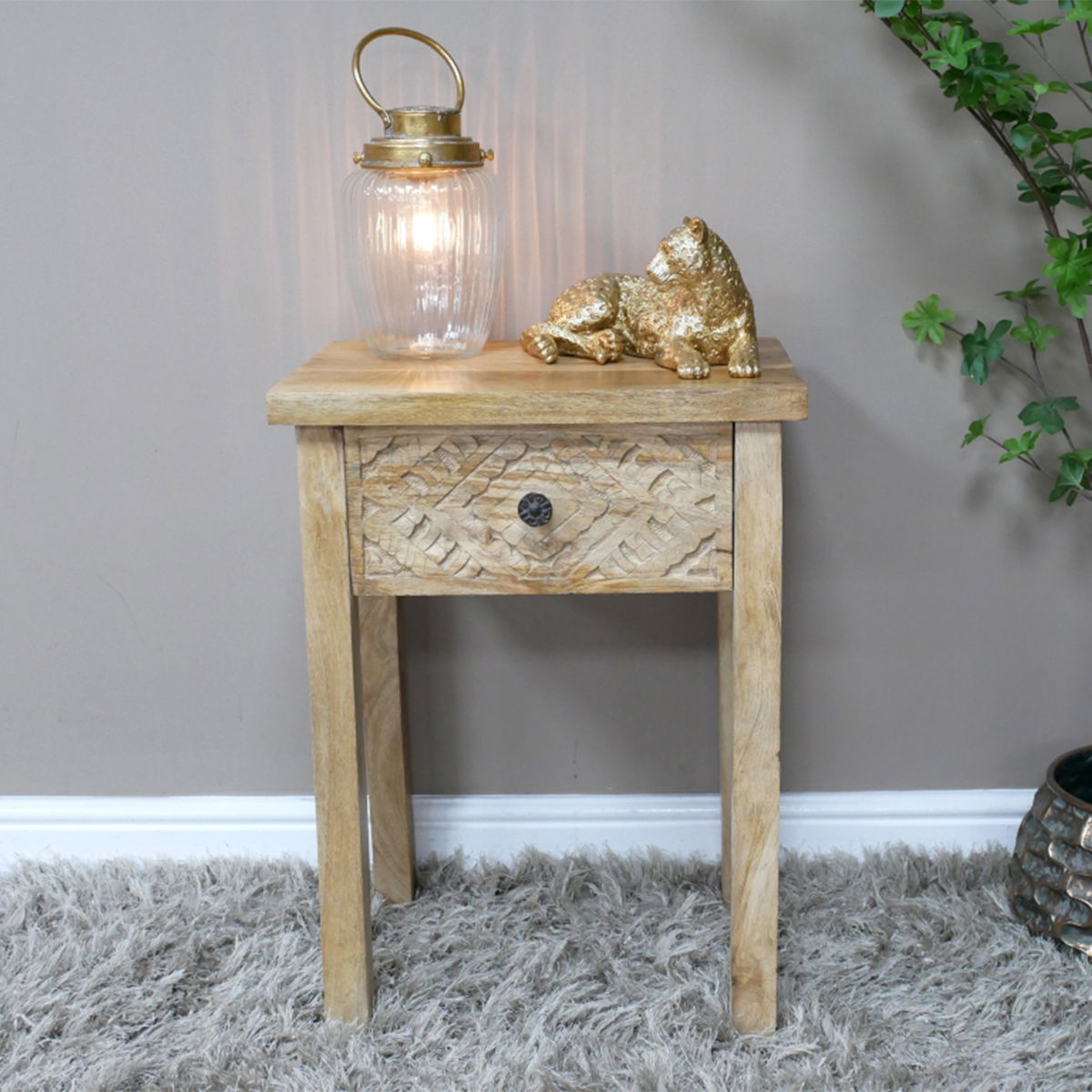 Single Drawer Natural Bedside Table