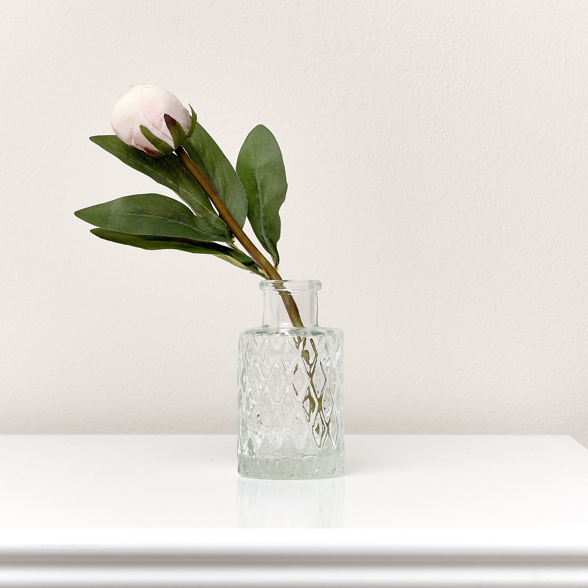 Small Clear Geometric Glass Bottle Vase - 9.5cm
