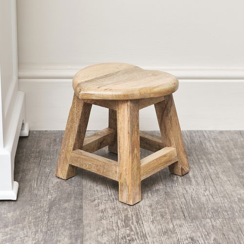 Small Mango Wood Heart Stool