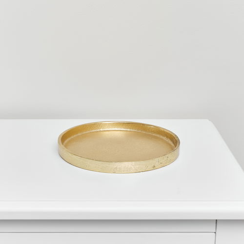 Small Round Gold Metal Tray - 20.5cm