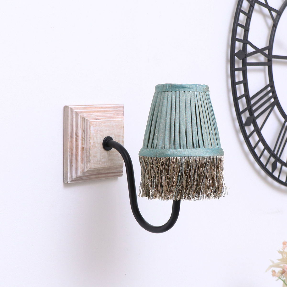 Small Teal Fringed Lamp Shade