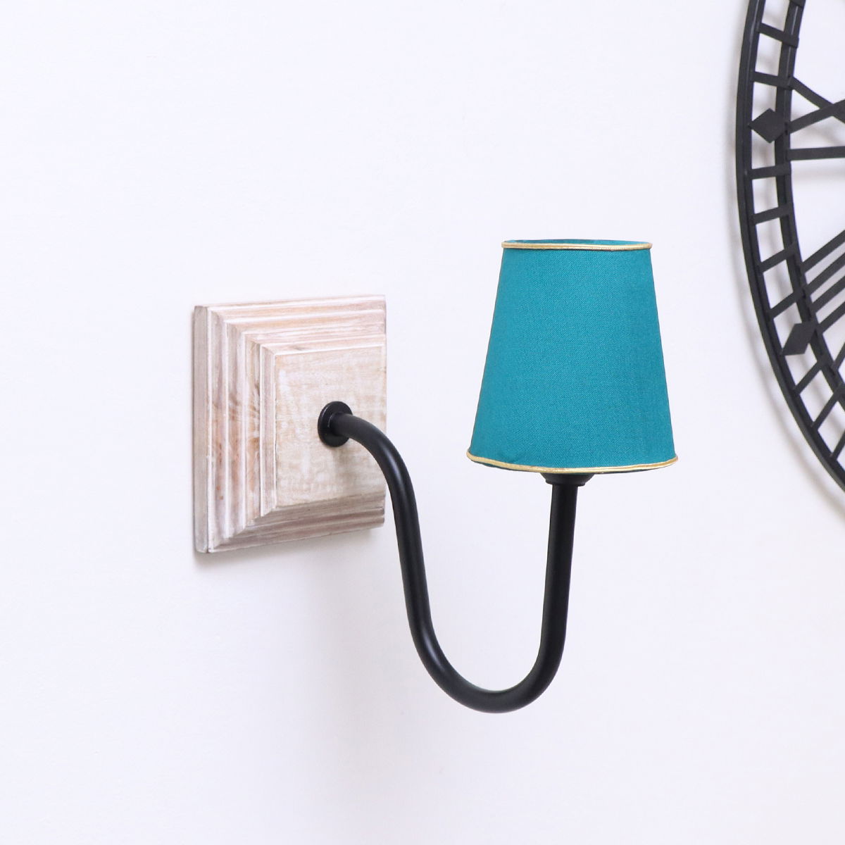 Small Teal & Gold Silk Lamp Shade
