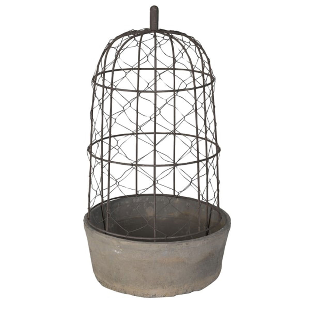 Small Wire and Dome Black Stone Planter Pot/Bird Cage - 46cm