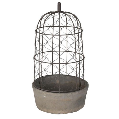 Small Wire and Dome Black Stone Planter Pot/Bird Cage - 46cm