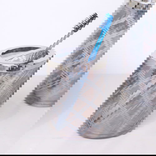 Smoked Patterned Glass Toothbrush Holder with Silver Rim 