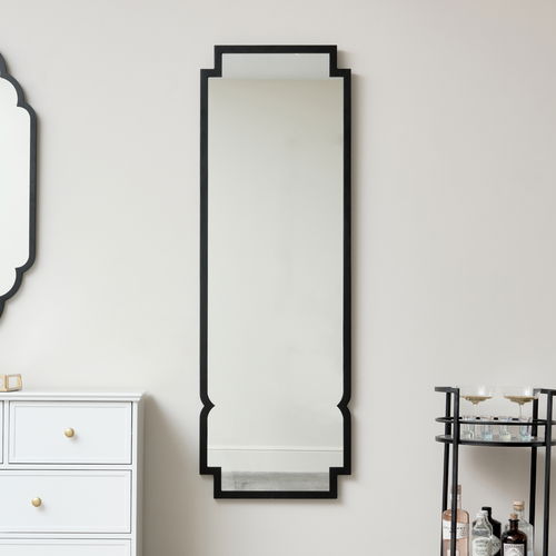 Tall Black Framed Art Deco Wall Mirror 50cm x 150cm