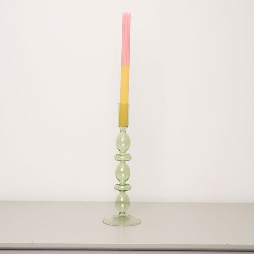 Tall Dark Green Glass Candle Holder - 27cm