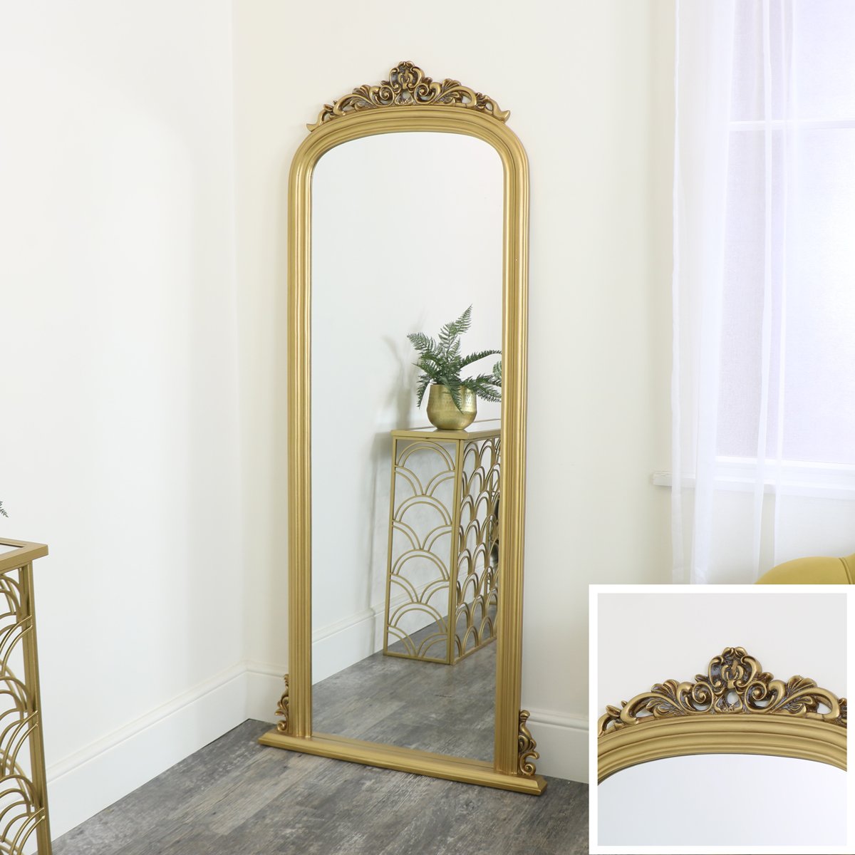 Tall Gold Ornate Vintage Wall / Leaner Mirror 80cm x 180cm