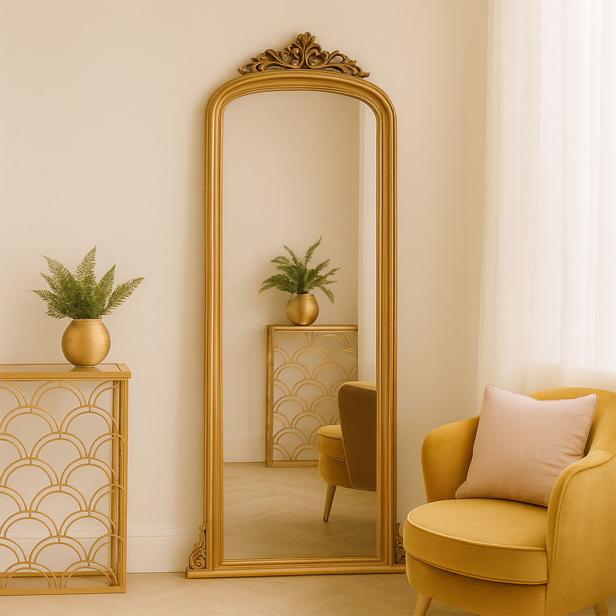 Tall Gold Ornate Vintage Wall / Leaner Mirror 80cm x 180cm