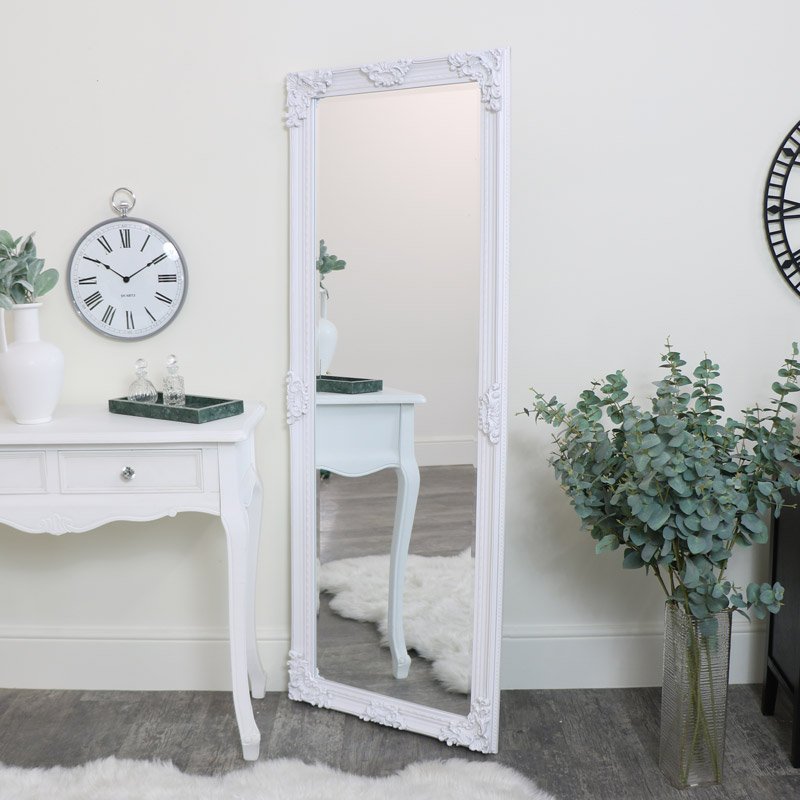 Tall Ornate White Wall / Leaner Mirror 60cm x 160cm