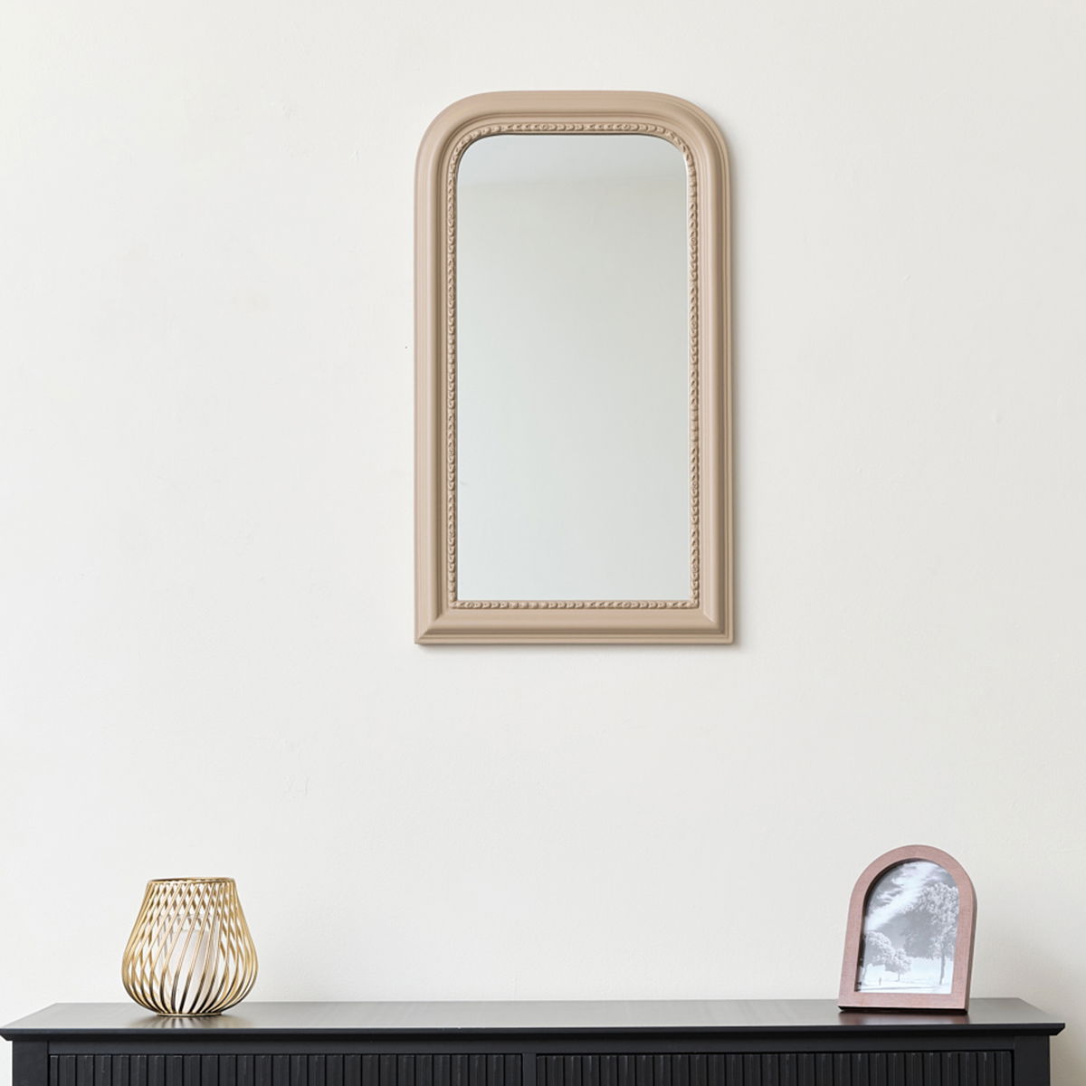 Taupe Grey Arch Wall Mirror 70cm x 40cm