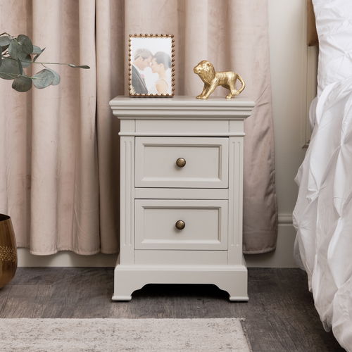 Taupe-Grey Two Drawer Bedside Table - Daventry Taupe-Grey Range 