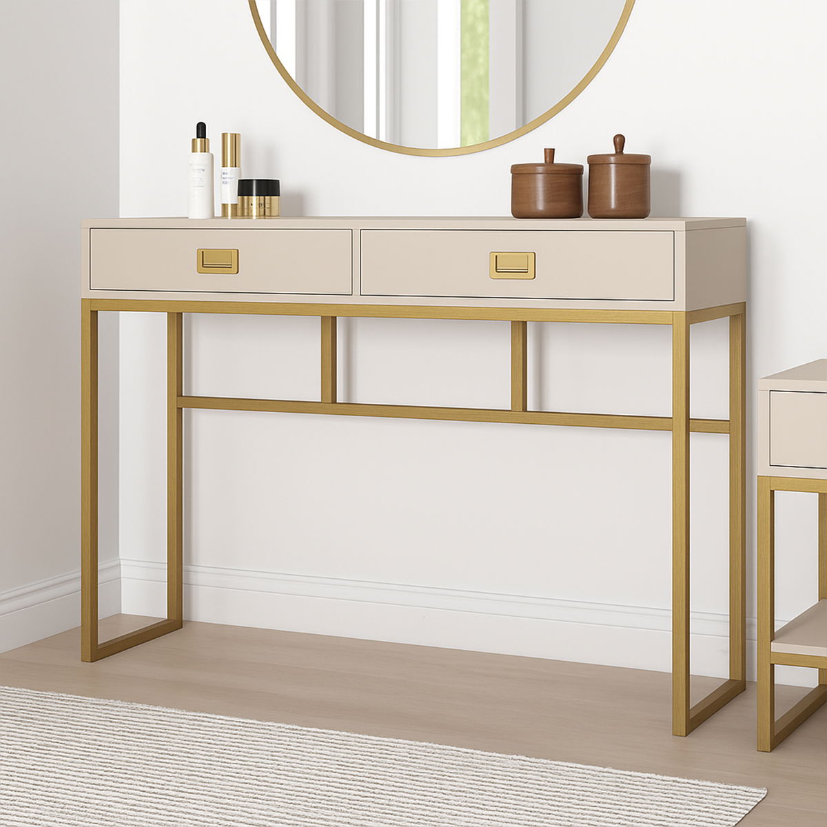 Taupe Two Drawer Console / Dressing Table - Elle Stone Range