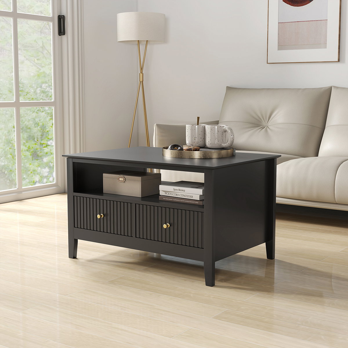 Two Drawer Coffee Table - Hales Black Range