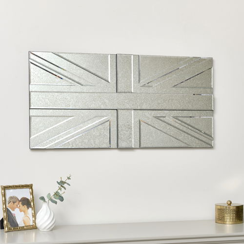 Union Flag Glass Wall Mirror - 90cm x 45cm