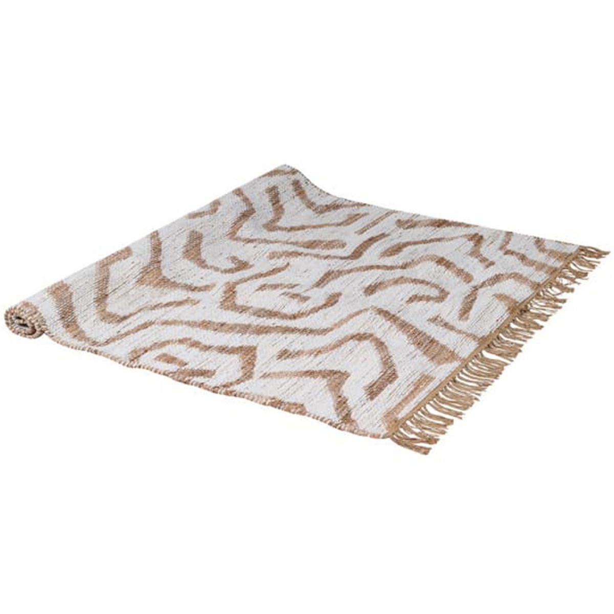 White & Beige Jute Rug 175cm