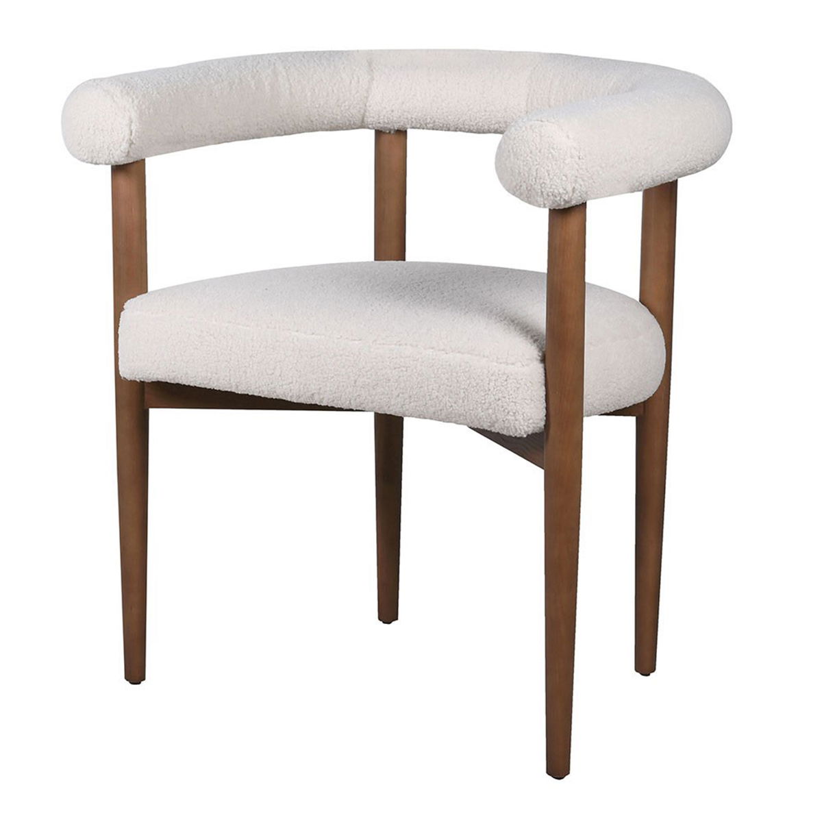 White Boucle Curved Dining Chair