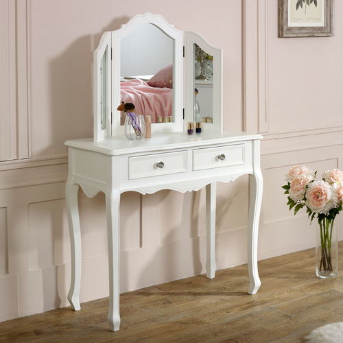 White Dressing Table & Mirror Set - Victoria Range